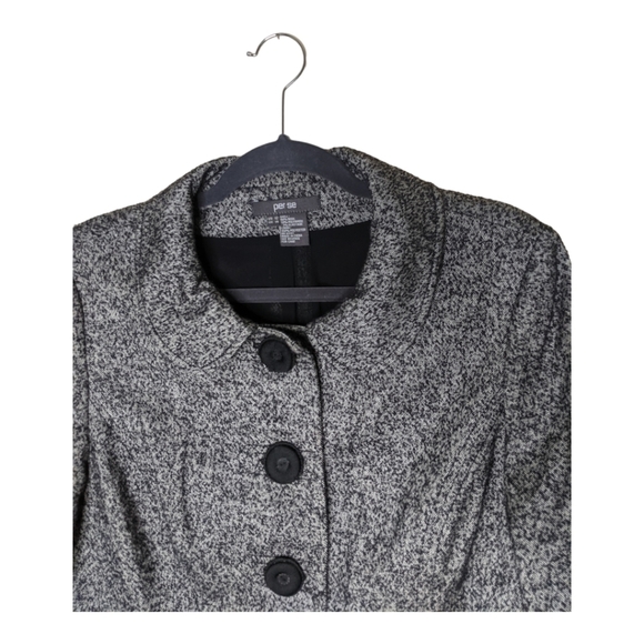 Per Se By Carlisle Wool Blend Tweed Blazer Jacket Women's 12 Black/Gray - Picture 8 of 10